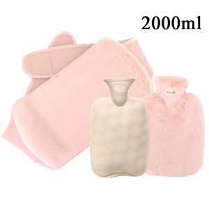 Portable Hot Water Bottle 1000/2000ml Soft Plush Neck/Shoulder Pain Relief Winter Menstrual Cramps/Hand-Feet Warmer 3-Piece Set