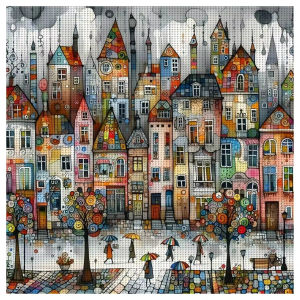 Rainy Town Square Paper Jigsaw Puzzle 500 1024pcs For Adults Home Wall Decoration DIY Gift Brain Teaser