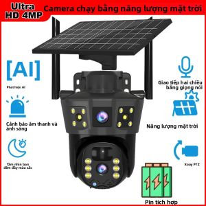 Camera IP Năng Lượng Mặt Trời 2025 V360 Pro HD 4MP Ngoài Trời Chống Nước Camera Giám Sát CCTV Với Tầm Nhìn Ban Đêm Âm Thanh Hai Chiều Theo Dõi Di Động 4G Kiểu Dáng Dome