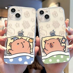 Cute Sleeping Capybara Phone Case Couple Creative Fun  16Pro Max 15 Capybara 14Plus 13 Funny 12Mini Cartoon 11 Interesting 17 Transparent XR New 8Plus 7/6