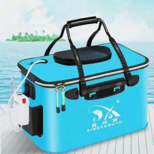 Large Size Foldable Fishing Bucket with Oxygen Pump Portable Wild Fishing Tank Road Fishing Eva Breathable Oxygenation System