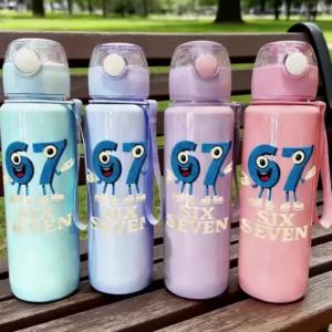 3D Printed Cartoon Number 67 Water Bottle - Cute & Stylish Fade-Resistant Lightweight 700ML Large Capacity Kid-Favorite for