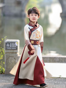 Elegant Qing Dynasty Boys Hanfu Traditional Chinese Costume Childrens Ancient Outfit Spring Fashion Polyester Fiber Embroidered