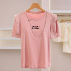 Metal Chain Decor Breathable Short Sleeve T-Shirt