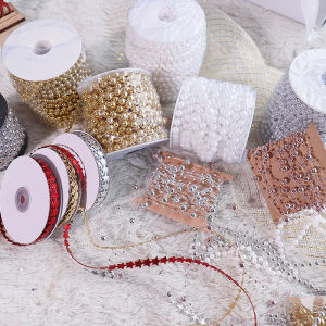 Silver Decorative Chain Beads Christmas Tree Decoration Vine Branch Ribbon 8mm Festive Accessories Holiday Supplies