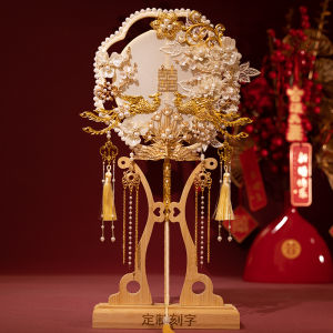 Bride Circular Fan Handmade DIY Material Package Classy Wedding Wedding Fan Chinese Xiuhe Suit Wedding Fan Finished Product