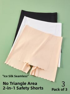 miiow | Ice Silk Seamless Safety Pants Underwear Two In One New 2025 Anti Light Triangle Area Preventing Bottoms Casual Nylon Spandex