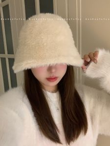 Gentle Soft Glutinous Artificial Mink Hair Bucket Hat Ins Fall and Winter Warm All-Matching Bucket Hat Plush Fashionable Bucket Hat