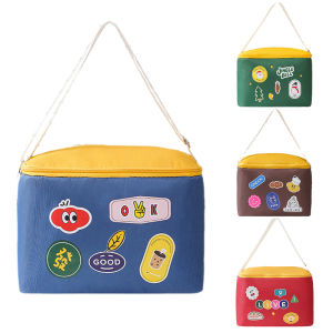 Linyoung Picnic Bag 10 Liters Large Capacity Aluminum Film Lunch Bag Cartoon Print Outdoor Insulation Bags