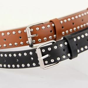 New Y2k Punk Style Rivet Pin Buckle PU Belt for Men and Women High Hip-hop Metal Pants Belt