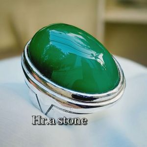 CINCIN BATU HIJAU CHALCEDONY UKURAN JUMBO RING TITANIUM