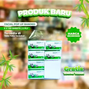GreenSoft Pop Up Facial Tissue 2-Layer 130 Lembar - 6 Pcs + Kotak Gratis