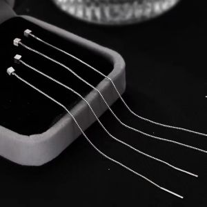 New 9 Pure Silver Ear Wire Thousand Pure Silver High-End Tassel Earring Womens 2025 New Delicate Square Fashion Jewelry