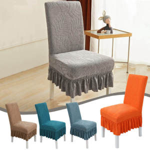 Elastic Universal Dining Chair Cover Soft Anti-wrinkle Knitted Jacquard Velvet Dining Table And Chair Cover 7colors
