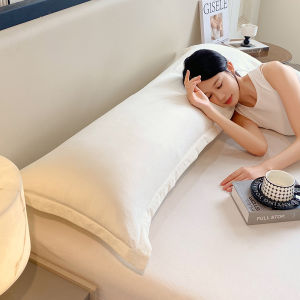 New solid-color washed double long pillowcases couple pillowcases 48*100cm 120cm 150cm 180cm (without core)