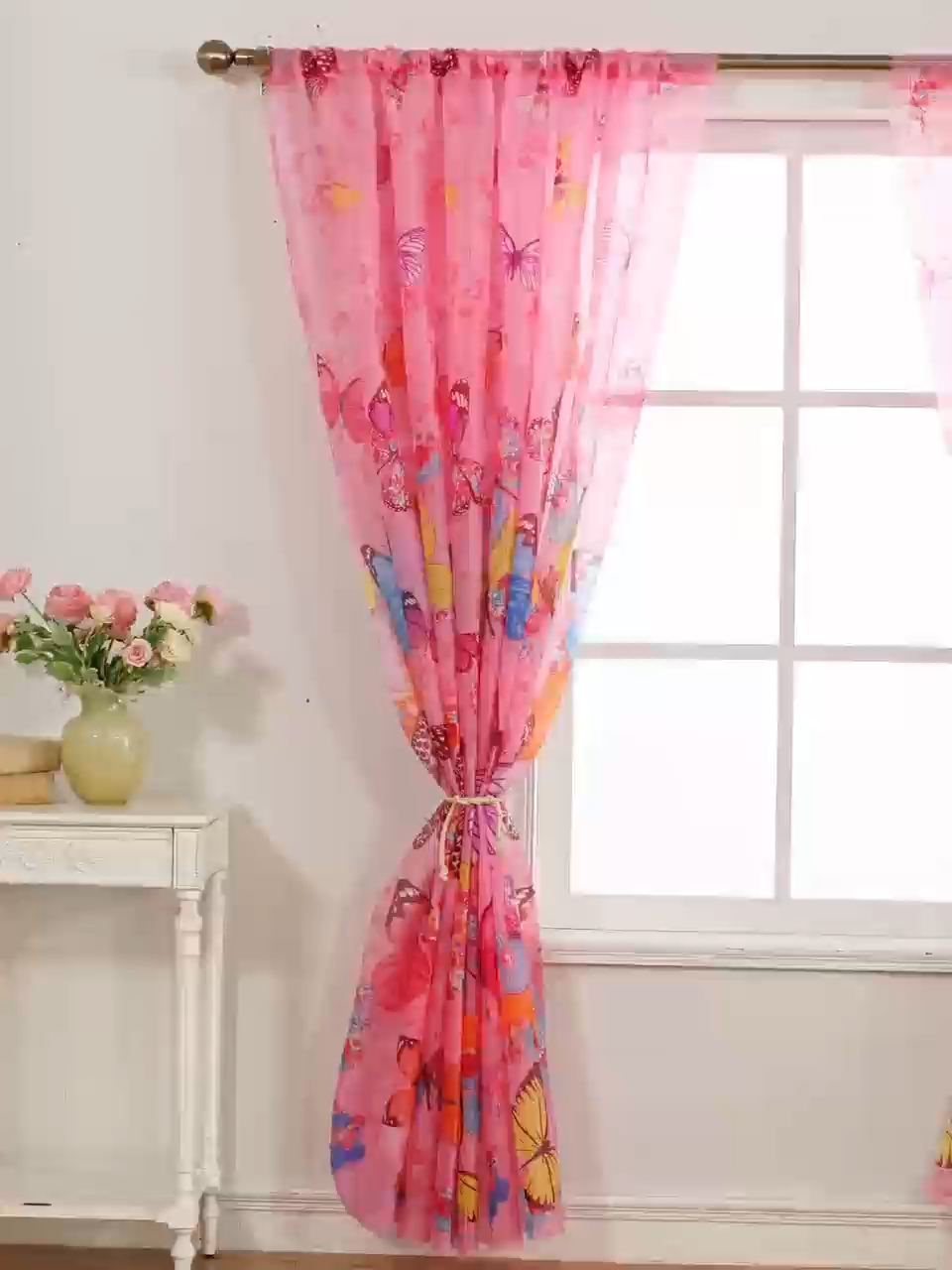 Window 98 Red 【New Arrival】3in1 Set Printed Lace Sheer Kurtina For Window 100x200cm ...
