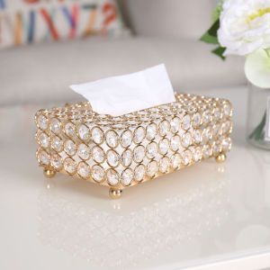 Crystal Decorative Tissue Box Metallic European Style Wedding Gift