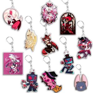 Keeppley | Hazbin Hotel Vox Velvette Alastor Charlie Acrylic Selfmade Keychain Cute Backpack Pendant Key Chain Game Fans Gift Ornaments 5cm