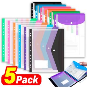 1-5Pcs A4 Binder Pocket Plastic Envelopes Expand Binder Folders Stereoscopic Transparent File Bag with Record Labe Document Bag