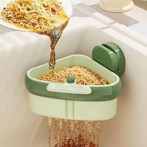 Suction Corner Sink Dish Drainer Basket Press to Separate Filter Net Kitchen Strainer for Washing Bowl Food Waste Catcher & Organizer