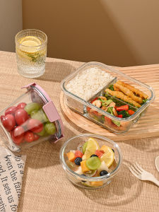 Glass Lunch Box Microwave Oven Heated Bento Box Office Worker Lunch Box Fruit Crisper Food Grade Sealed Box