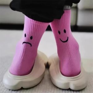 Men Women Couple Socks Behind Crying Face A B Design Funny Novelty Cotton Crew Socks Streetwear Sports Casual
