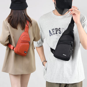กระเป๋าคาดหน้าอกแบบสะพายข้างแบบลำลองสำหรับผู้ชายและผู้หญิง กระเป๋าสะพายไหล่ข้างเดียว กระเป๋าสะพายไหล่ขนาดเล็ก กระเป๋าคาดเอวแฟชั่น กระเป๋าผ้าไนลอน สีสันสดใส ซิปปิด
