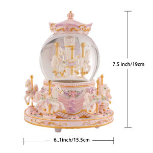 LOVE FOR YOU Carousel Horse Snow Globe Gift - Rotating Music Box Birthday Anniversary for Wife Daughter Girl Girlfriend Husband Clockwork Musical 8-Horse Color Light Snowglobes Castle in The Sky
