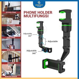 Car Holder HP Mobil Dudukan Handphone Jepit Spion Rearview Mirror Alat Penyangga Serbaguna Phone Stand Original 360 Degree Rotation