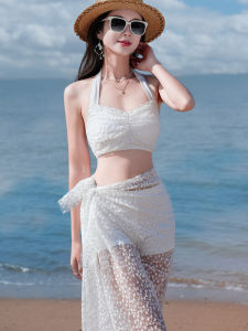 ฤดูร้อน Rose ชุดบิกินี ชุดว่ายน้ำ ผู้หญิง ลูกไม้ เซ็กซี่ ชุดว่ายน้ําวันหยุดสามชิ้นแยก ดีไซน์ สไตล์สามเหลี่ยมพร้อมแผ่นรองหน้าอก