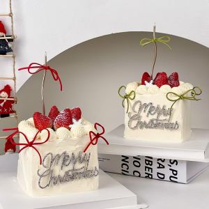Merry Christmas Cake Decoration Plugin Joyful Birthday Baking Accessories Rhinestone Decorative Label Holiday Supplies