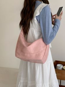Large Capacity Womens Tote Bag Single Shoulder Crossbody Bag for Class Commuting Pink Durable Soft PU Leather Casual Style
