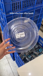 (isi 50 pcs) mika alas kue bulat bening ukuran D20 dan D22  mika alas bolu ketan pandan bening