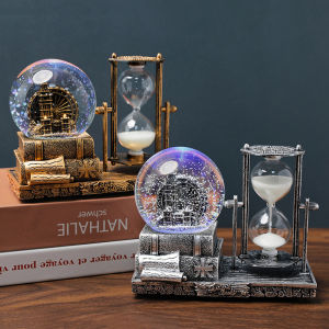 นาฬิกาทรายจับเวลา คริสตัลลูกบอลแสงประกายโต๊ะประดับตก แต่งให้เพื่อนของคุณในวันหยุด