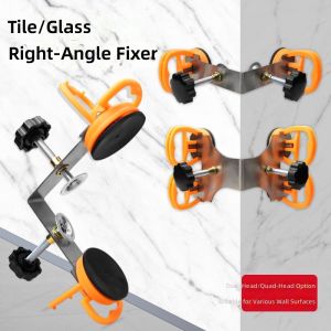 RA Stainless Steel Tile Glass Right-Angle Fixer Dual Quad Head Suction Holder for 90 Degree Corner AR