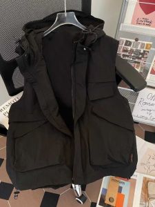 American High Street 2024 New Arrival All Year Round Overalls Street Tide Brand Functional Pocket Hooded Waterproof Sleeveless Vest