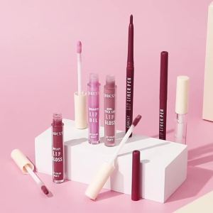 QIBEST Multipurpose Lip Cosmetics Kits Include 2*Lipliner1 Matte Liquid Lipstick2 Mirror Lip Glaze And 1 Lip Oil Makeup Sets