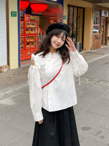 เสื้อเชิ้ตคอปกสูงแขนยาวสีขาว ทรงเข้ารูป ทรงเข้ารูป แขนยาว ปกโปโล ผ้าฝ้าย 100% สำหรับผู้หญิง ฤดูใบไม้ผลิและฤดูใบไม้ร่วง