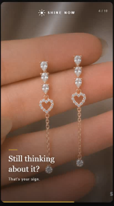 Korean Rose Gold Silver Heart Drop Earrings |Crystal Dangle Earrings|Elegant Korean Luxury Jewellery