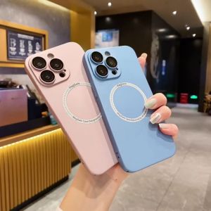 🇹🇭🔥รุ่นใหม่2025🔥 เคสไอโฟน เคสแม่เหล็กซิลิโคลนมีฟิล์มกล้อง Magnetic Case For iPhone 16 15 14 13 12 11Promax Pro Plus