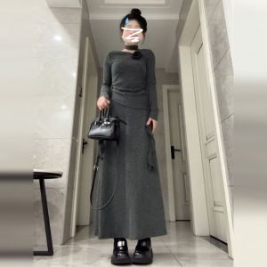 Váy Dài Tay Cao Cấp Phong Cách Hàn Quốc Có Chi Tiết Bướm Thắt Eo Cho Nữ Mùa Thu Mới Chất Lượng Cao Váy Dài Chữ a