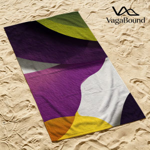 Plum & Gold Overlap Luxury Beach Towels Crafted from Combed Cotton Plush and Absorbent Beach Towel or Pool Towels