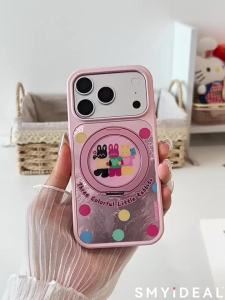 Smyideal | Dots & Rabbit Pattern Phone Case Female Style With Magnet Rotation Stand