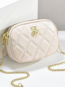 Mini Chain Crossbody Phone Bag Womens Fashionable Versatile Small Square Bag Soft PU Leather Leisure Casual Lockchain Handle