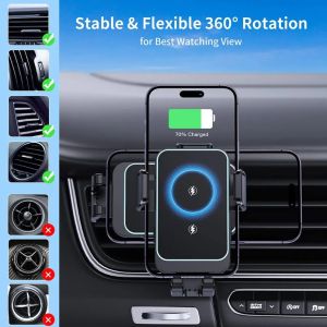 360° Rotation Stable Air Vent Wireless Fast Charging Car Phone Holder For Magsafe iPhone 12-17 Pro Max Android Auto Daily Use