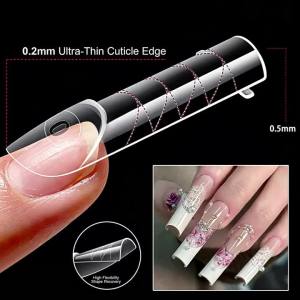 Box of 140Pcs French Nail Dual Forms Extension Mold Square Almond Shape Quick Reusable Tips for Salon DIY Use