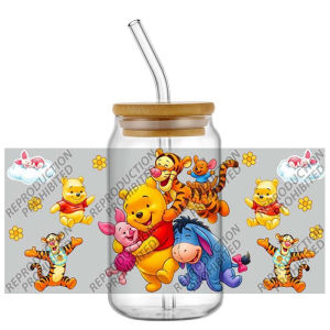 Funko | Honey Bear Series UV DTF 16oz Cốc Thủy Tinh Bọc Miếng Dán Hoạt Hình Tự Dính Có Thể Giặt Được DIY 3D Miếng Dán Trang Trí Nhà Quà Tặng