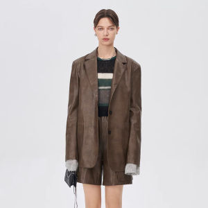 Autumn New Brown PU Leather Jacket