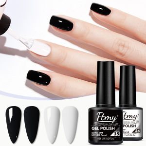 1/2pcs Black & White Gel Nail Polish Set - Long-Lasting Hypoallergenic UV/LED Soak Off Varnish for DIY Manicures