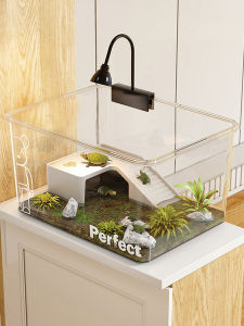 MEIZHUFU | Eco-Aquarium for Home Desk Small Turtle Habitat for Brazilian Turtles